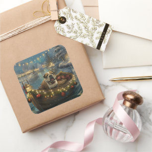 Adesivo Quadrado Vazio Festivo de Buldogue