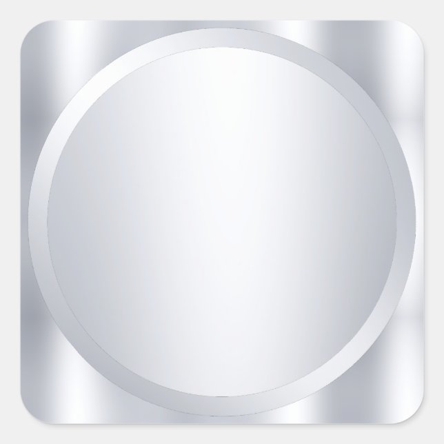 Adesivo Quadrado Vazio moderno de aparência personalizada de prata  (Frente)