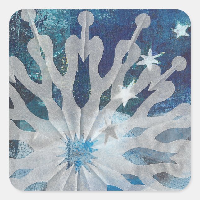 Adesivo Quadrado Vedante de neve e estrelas (Frente)