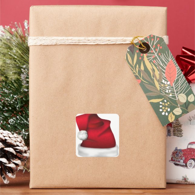 Adesivo Quadrado Vedantes de Envelope Santa Hat (Feriado)