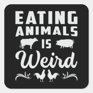 Adesivo Quadrado Vegan Animal Rights Vegism Veggie Funny Gift