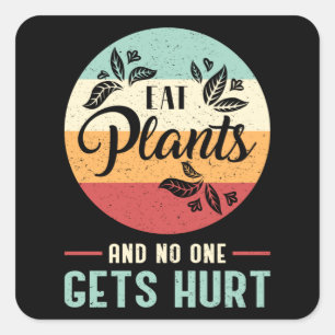 Adesivo Quadrado Vegan Animal Vegetarian Retro Vegism Engraçado Pr