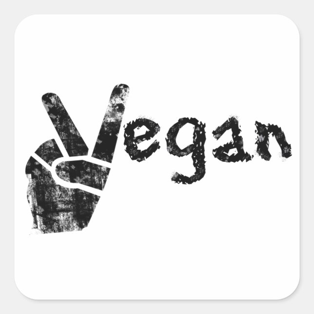 Adesivo Quadrado Vegan com Símbolo da Paz (Frente)
