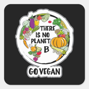 Adesivo Quadrado Vegan Vegetarian Veggie Vegism Comida Dift Idea
