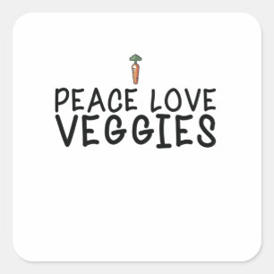 Adesivo Quadrado Vegan - Veggies do Amor pela Paz