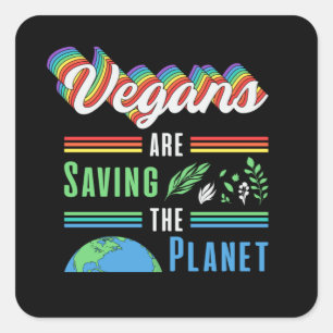 Adesivo Quadrado Veganismo Vegetais Veggie Animais Vegan Ideia