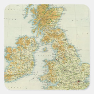 Adesivo Quadrado Vegetação das ilhas britânicas & mapa do clima