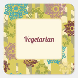 Adesivo Quadrado Vegetarian Urban Floral Dietary Needs