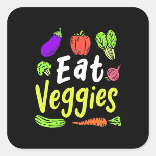 Adesivo Quadrado Vegetariana coma vegetais