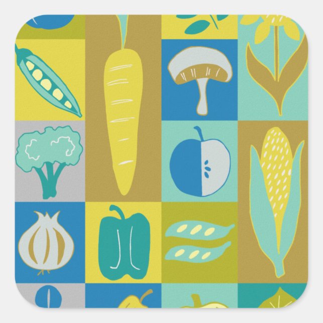 Adesivo Quadrado Veggie Blocks II (Frente)