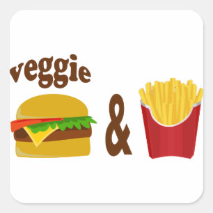 Adesivo Quadrado Veggie Burger e Fries