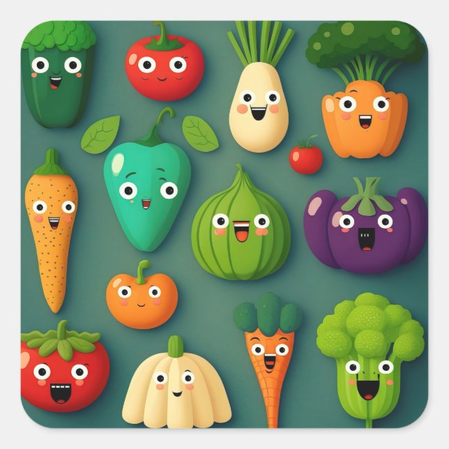 Adesivo Quadrado Veggie Characters Veg Photos Vegetables Onion Clip (Frente)
