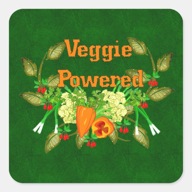 Adesivo Quadrado Veggie Power (Frente)