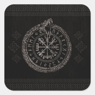 Adesivo Quadrado Vegvisir com Ouroboros e runes