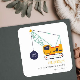 Adesivo Quadrado Veículo De Crana De Construção Em Cuta Idade Anive