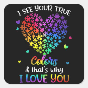 Adesivo Quadrado Vejo Sua Camisa Autismo De Cores Verdadeiras Autis