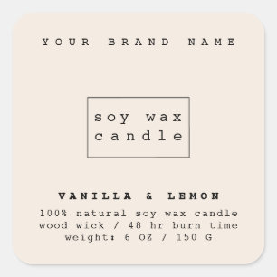 Adesivo Quadrado Vela de embalagem de cosméticos de bege moderno
