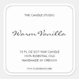 Adesivo Quadrado Vela de Encapsulamento Preto de Script Elegante Mo