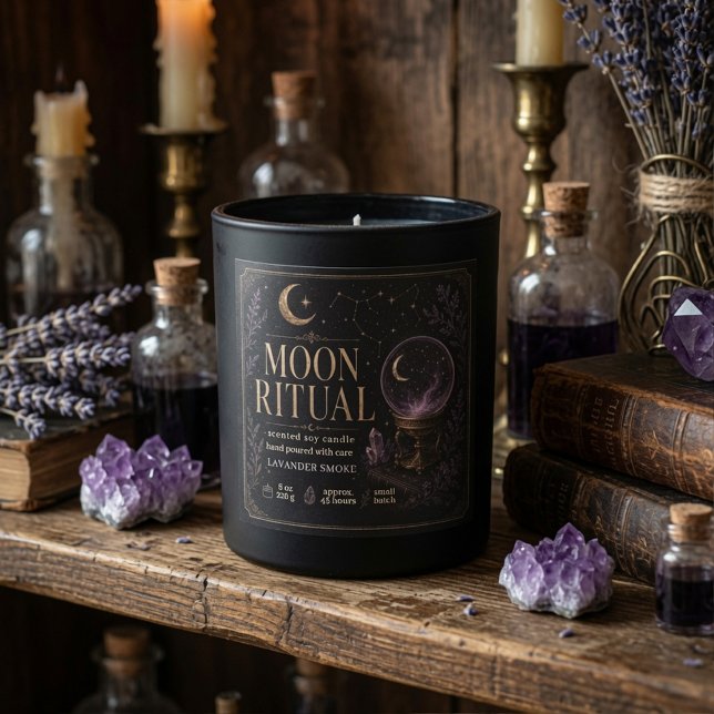 Adesivo Quadrado Vela de Halloween Ritual da Lua de Luxo Celestial (Criador carregado)