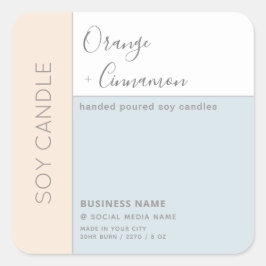 Adesivo Quadrado Vela de soja com tipografia de bloco de cores eleg