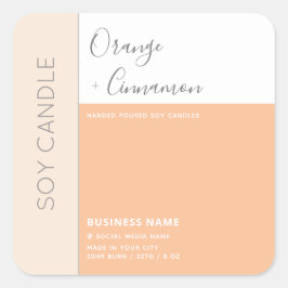 Adesivo Quadrado Vela de soja com tipografia de bloco de cores simp