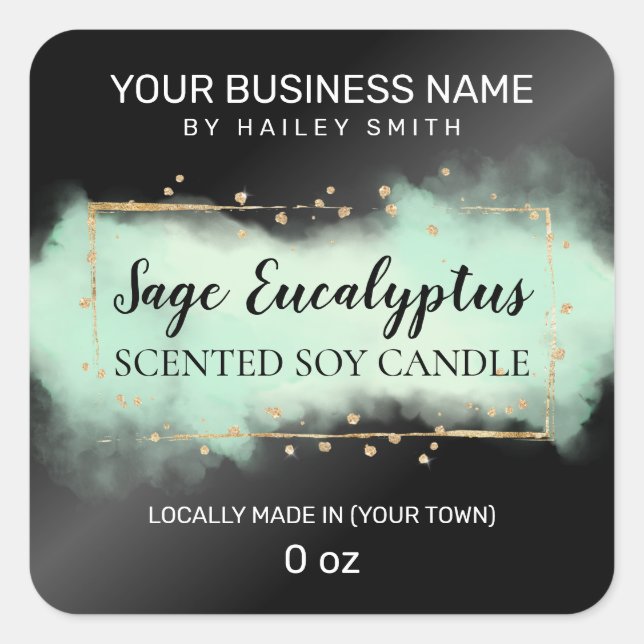 Adesivo Quadrado Vela De Soja Negra Negra Negra (Frente)