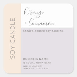 Adesivo Quadrado Vela de soja simples e elegante para blocos de cor