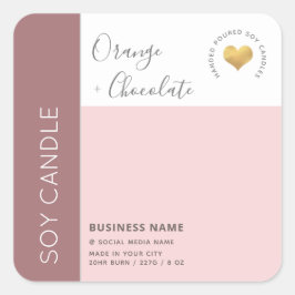 Adesivo Quadrado Vela de soja simples e elegante para blocos de cor