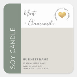 Adesivo Quadrado Vela de soja simples e elegante para blocos de cor