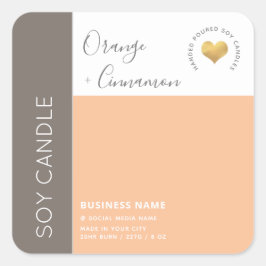 Adesivo Quadrado Vela de soja simples e elegante para blocos de cor