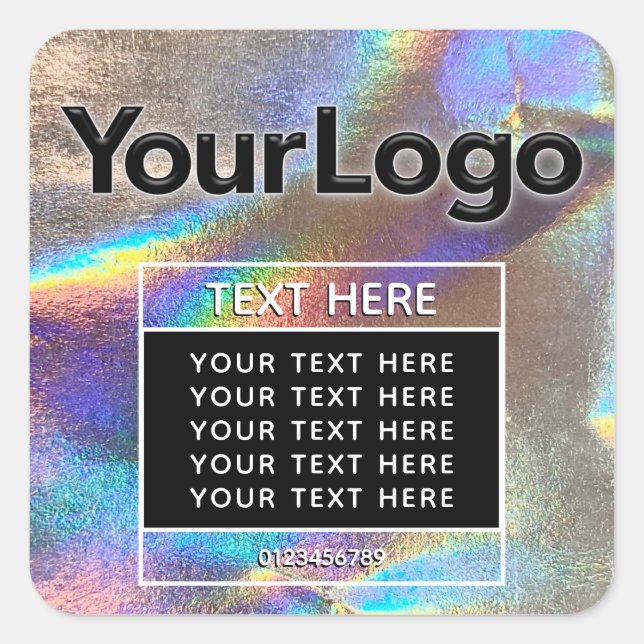 Adesivo Quadrado Vela Holográfica Arco-íris Professional Feita à Mã (Frente)