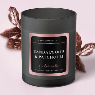 Adesivo Quadrado Vela Moderna de Script Elegante Preto e Dourado Ro