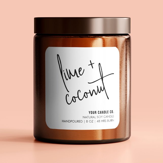 Adesivo Quadrado Vela Natural Branca Moderna / Rótulo do Produto So (Criador carregado)