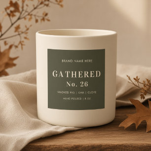 Adesivo Quadrado Vela personalizada de outono em verde oliva Gather