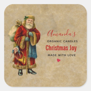 Adesivo Quadrado Vela Santa Claus do Velho Mundo dos natais vintage