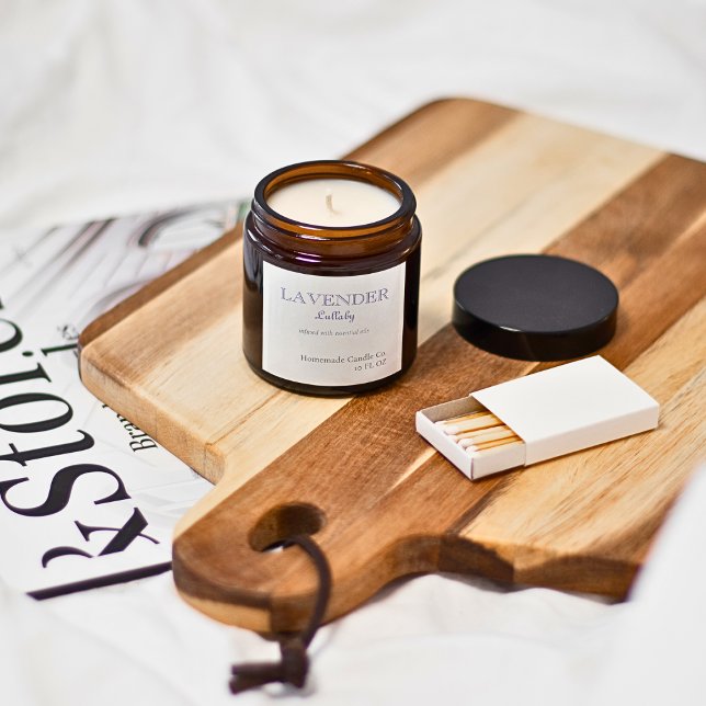 Adesivo Quadrado Vela Simples de Lavanda Moderna (Simple Modern Lavender Name Candle Square Sticker)