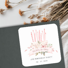 Adesivo Quadrado Velas De Bolo Floral Suave A Qualquer Idade Aniver