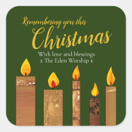 Adesivo Quadrado Velas de Natal ouro verde culto arte