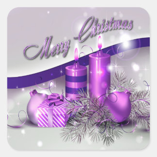 Adesivo Quadrado Velas de Natal Purple Sparkle