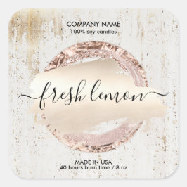 Adesivo Quadrado Velas: frasco de ouro branco mínimo moderno