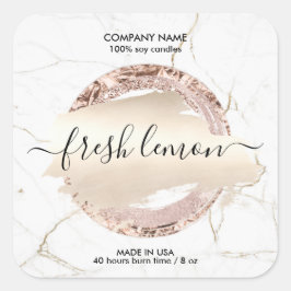 Adesivo Quadrado Velas: frasco de ouro branco mínimo moderno