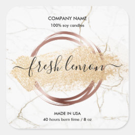 Adesivo Quadrado Velas: frasco de ouro branco mínimo moderno