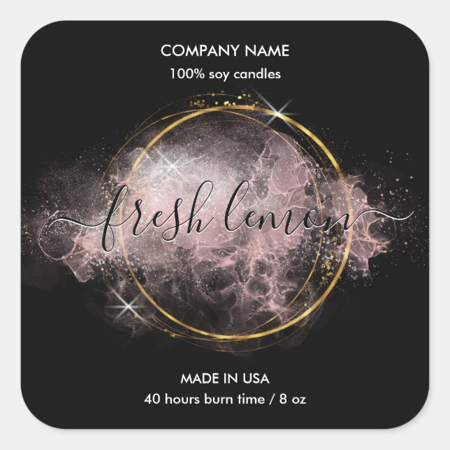 Adesivo Quadrado Velas: frasco moderno de luxo (Frente)