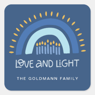 Adesivo Quadrado Velas simples do arco-íris azul amam e anucá leve