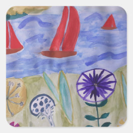 Adesivo Quadrado Velas Vermelhas e Flores