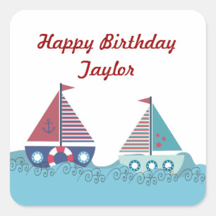 Adesivo Quadrado Velejar Longe Do Barco De Velas Náuticas, Blue Sti