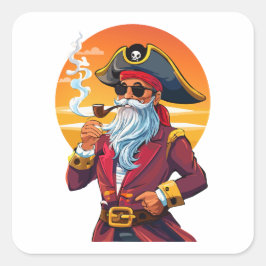 Adesivo Quadrado velho capitão pirata