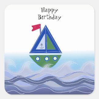 Adesivo Quadrado Velho de vela no Oceano Azul