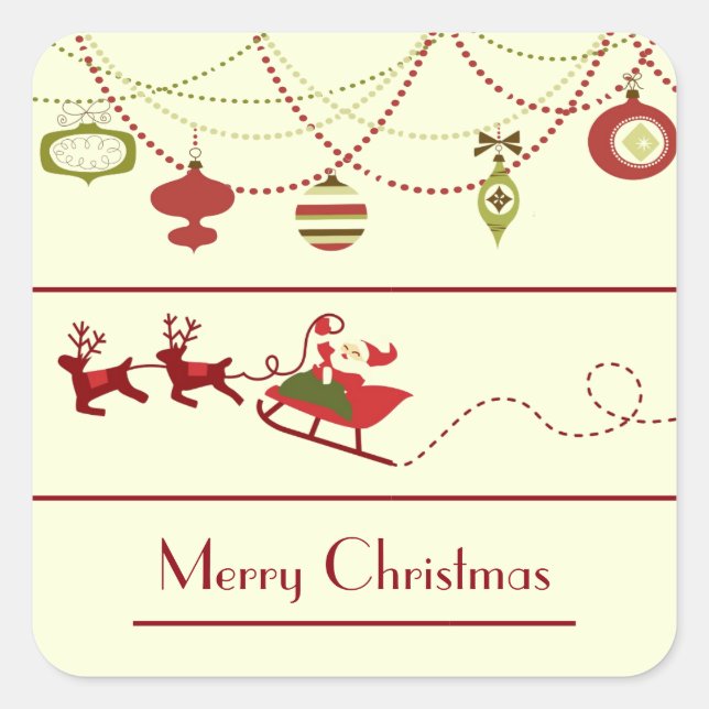 Adesivo Quadrado Velho Natal Movido - Vinheta Quadrada (Frente)