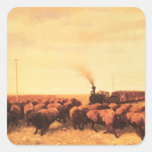 Adesivo Quadrado Velho Oeste Americano, Parado pela Locomotiva de N